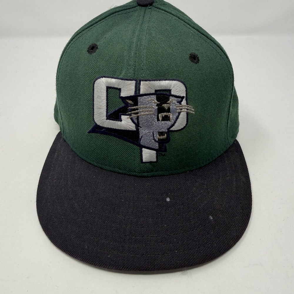 Vintage CP Panthers Hat Cap Fitted 6 3/4 Green Black NFL Wool New Era